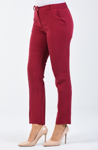 Classic Straight Trousers With Pockets Bordeaux 1349PNT-01