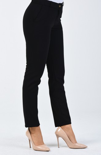 Classic Straight Trousers With Pockets Black 1351PNT-01