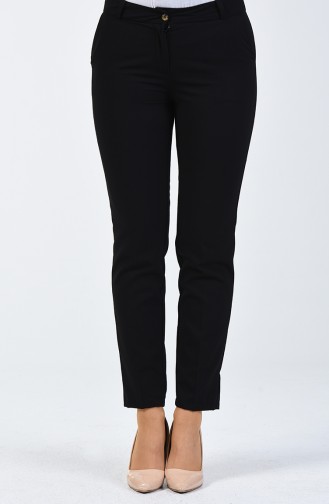 Classic Straight Trousers With Pockets Black 1351PNT-01