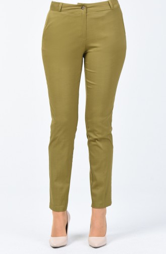 Classic Straight Trousers With Pockets Oil Green 1353PNT-01