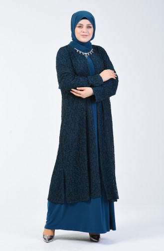 Grosse Grösse Abendkleid 1066-04 Petroleum 1066-04