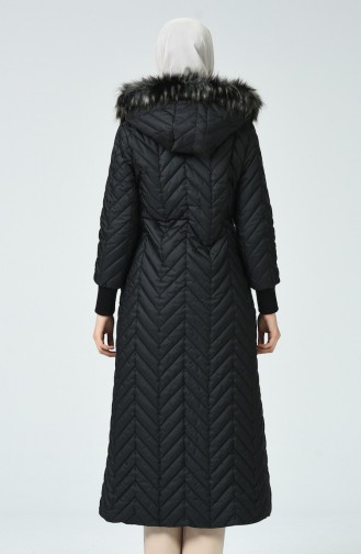 Fur Quilted Coat Black 0391-01