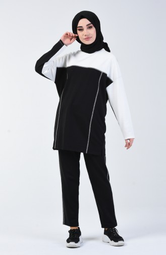 Sports Tunic Pants Double Suit 0832-04 white Black 0832-04