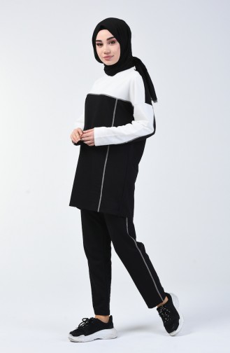 Sports Tunic Pants Double Suit 0832-04 white Black 0832-04