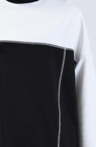 Spor Tunik Pantolon İkili Takım 0832-04 Beyaz Siyah