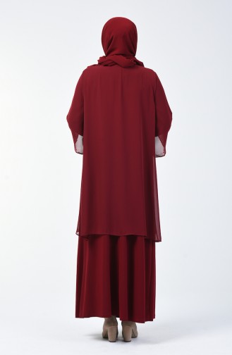 فستان أحمر كلاريت 7802-02