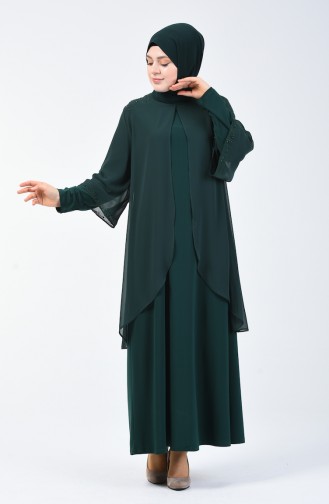 Smaragdgrün Hijab Kleider 7802-03