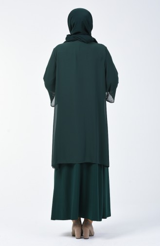 Smaragdgrün Hijab Kleider 7802-03