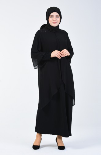 Schwarz Hijab Kleider 7802-05