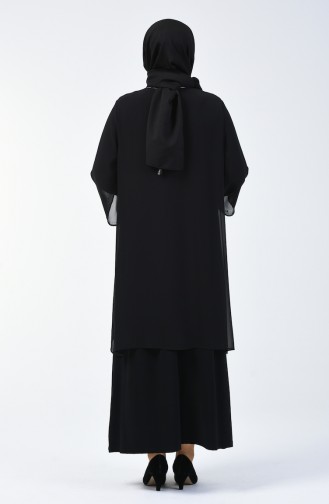 Büyük Beden Taş Baskılı Düz Elbise 7802-05 Siyah