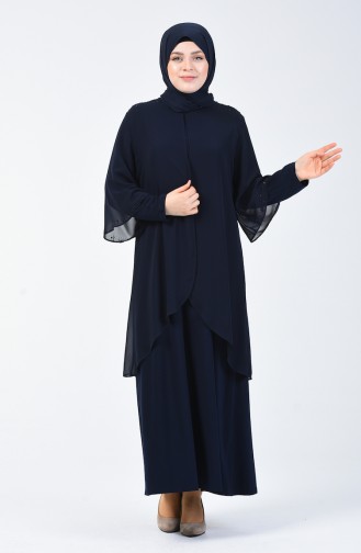 Navy Blue Hijab Dress 7802-06