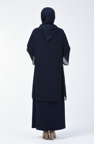 Navy Blue Hijab Dress 7802-06