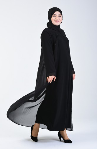 Schwarz Hijab Kleider 7820-01