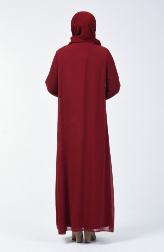 Robe İmprimée Pierre Grande Taille 7820-04 Bordeaux 7820-04