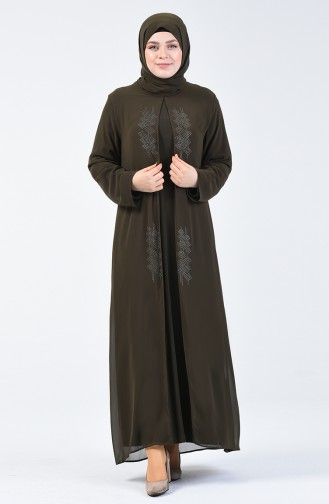 Khaki Hijab Kleider 7820-05