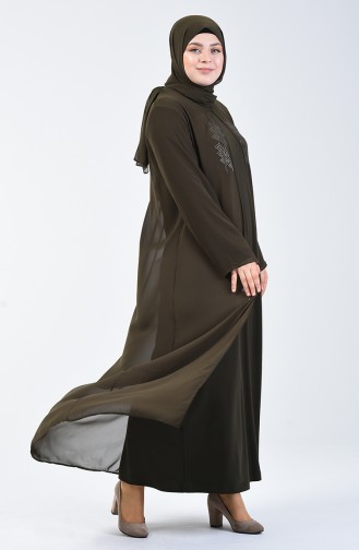 Khaki Hijab Kleider 7820-05