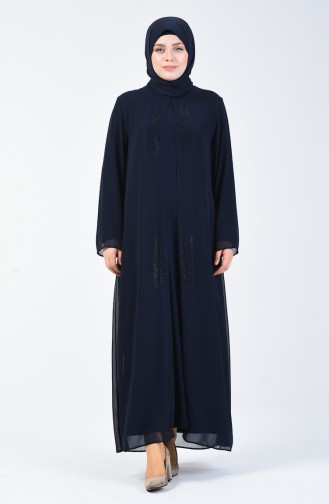 Navy Blue Hijab Dress 7820-06