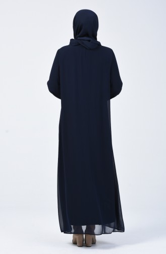 Navy Blue Hijab Dress 7820-06