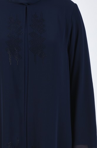 Navy Blue Hijab Dress 7820-06