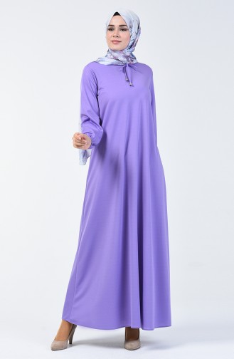 Sleeve Elastic Dress Lilac 1811-03