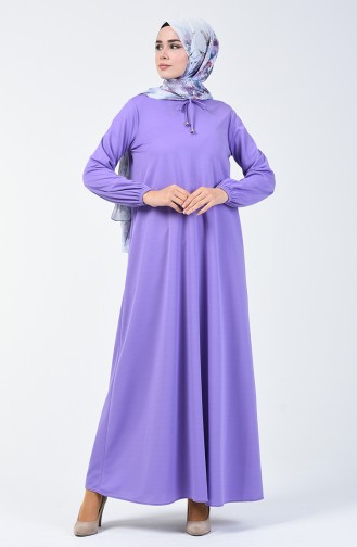 Sleeve Elastic Dress Lilac 1811-03