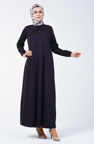 Elastic Sleeve Dress Purple 1811-05