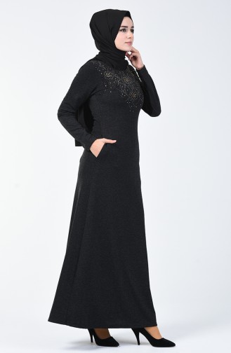 Schwarz Hijab Kleider 0309-04