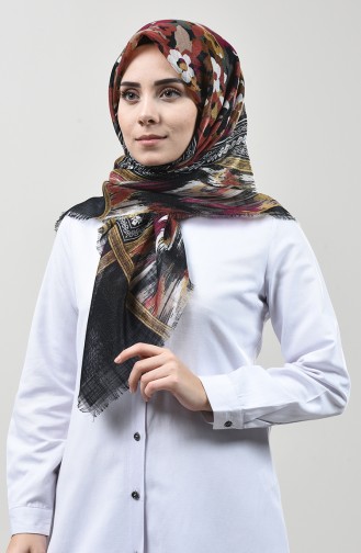 Patterned Silvery Scarf Black 2443-08