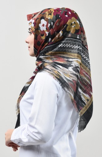 Patterned Silvery Scarf Black 2443-08