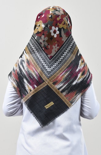 Patterned Silvery Scarf Black 2443-08