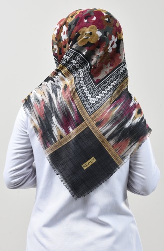 Patterned Silvery Scarf Black 2443-08