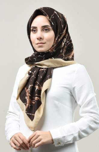Patterned Cotton Scarf Beige 70150-04