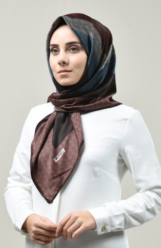 Karaca Patterned Rayon Scarf Brown Blue 90674-02