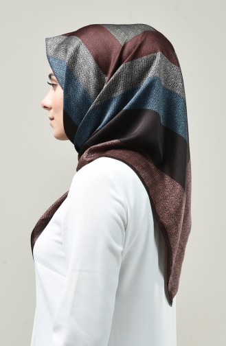 Karaca Patterned Rayon Scarf Brown Blue 90674-02