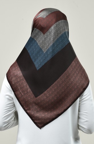 Karaca Patterned Rayon Scarf Brown Blue 90674-02