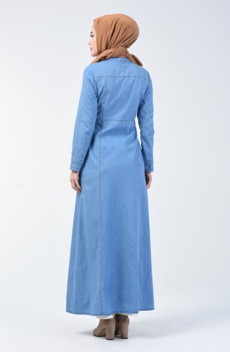 Stein Bedrucktes Jeans Abaya 4107-01 Jeansblau 4107-01