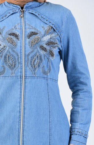 Stein Bedrucktes Jeans Abaya 4107-01 Jeansblau 4107-01