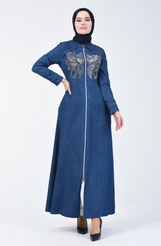 Stein Bedrucktes Abaya 4107-02 Dunkelblau 4107-02