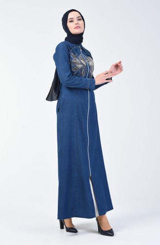 Stein Bedrucktes Abaya 4107-02 Dunkelblau 4107-02