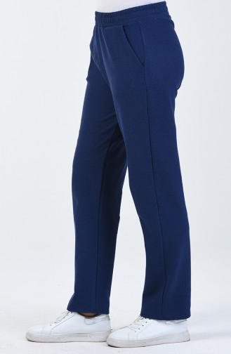 Waist Elastic Pocket Detail Trousers Navy Blue 1308PNT-01
