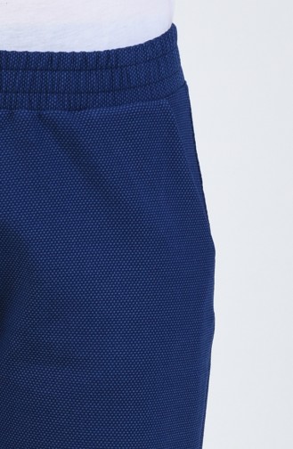 Waist Elastic Pocket Detail Trousers Navy Blue 1308PNT-01