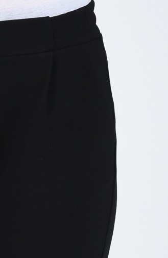 Pileli Cep Detaylı Pantolon 1374-01 Siyah