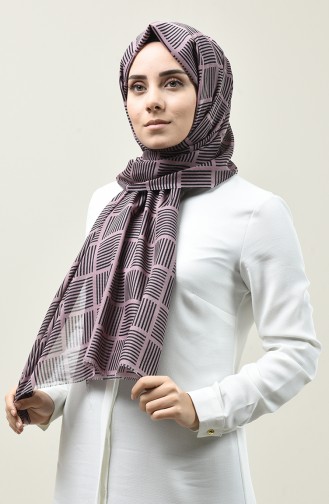 Elmina Desenli Şal 370-105 Açık Gül Kurusu