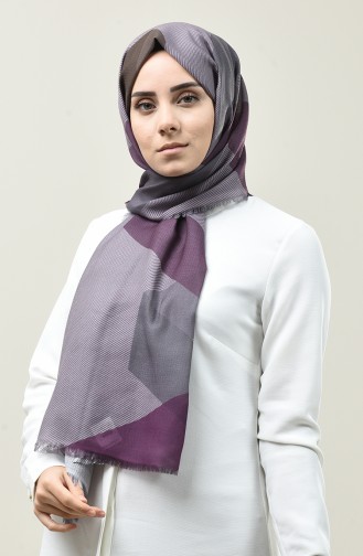 Karaca Patterned Cotton Shawl Fuchsia Gray 90666-01