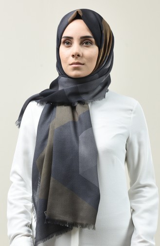 Karaca Patterned Cotton Shawl Gray Khaki 90666-02