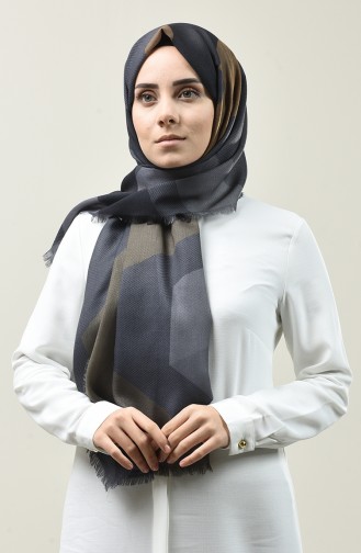 Karaca Patterned Cotton Shawl Gray Khaki 90666-02