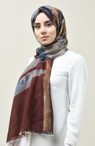 Karaca Patterned Cotton Shawl Brown Mustard 90667-07