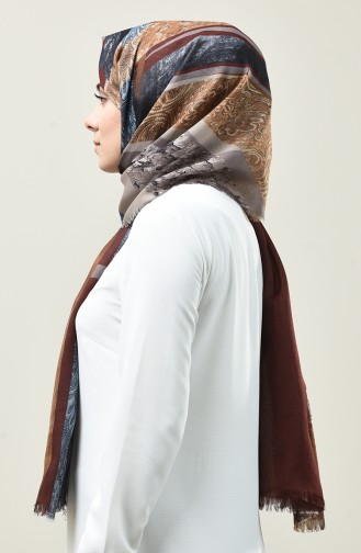 Karaca Patterned Cotton Shawl Brown Mustard 90667-07