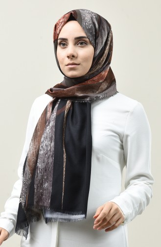 Karaca Patterned Cotton Shawl Black Brown 90667-10