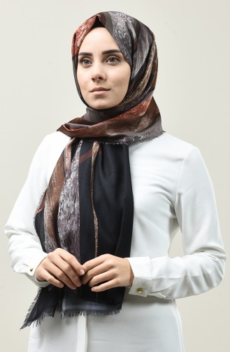 Karaca Patterned Cotton Shawl Black Brown 90667-10